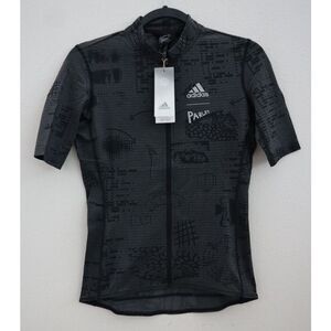 Adidas HF9020 Women Sz S Black Parley Full Zip Short Sleeve Cycling Jersey